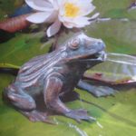 Frosch aus Bronze wasserspeiend